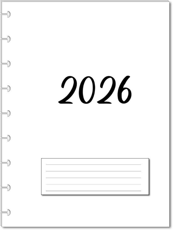 2025, 2026 Monthly Planner Calendar Refills for 9 Disc Classic Planners, Loose-Leaf Inserts, 12 Month 9-Disc Planner, 7x9.25 Size Monthly Calendar Refills (Minimalist 2026)