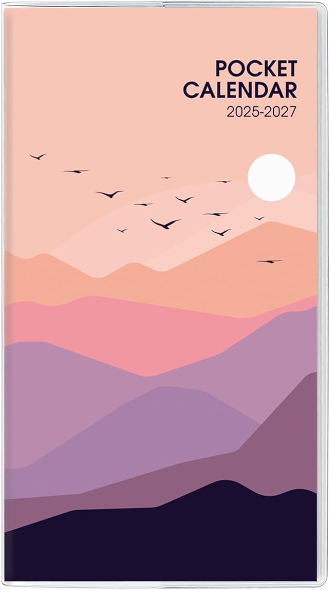 KONVINIT Pocket Calendar 2025-2027, Monthly Planner 2025-2027 - 3.7" x 6.7" - Runs from July 2025 Until December 2027, 2026 Pocket Calendar with PVC Cover for Organizing & Planning
