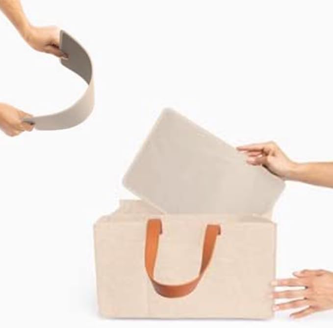 Tote Bag Organizer Insert, Bag Organizer for Totes, Portable File Organizer, Handbag Organizer, Fit for School, Office, Arts and Crafts, Storage Totes with 5 Individual Interior Partitions (Beige)