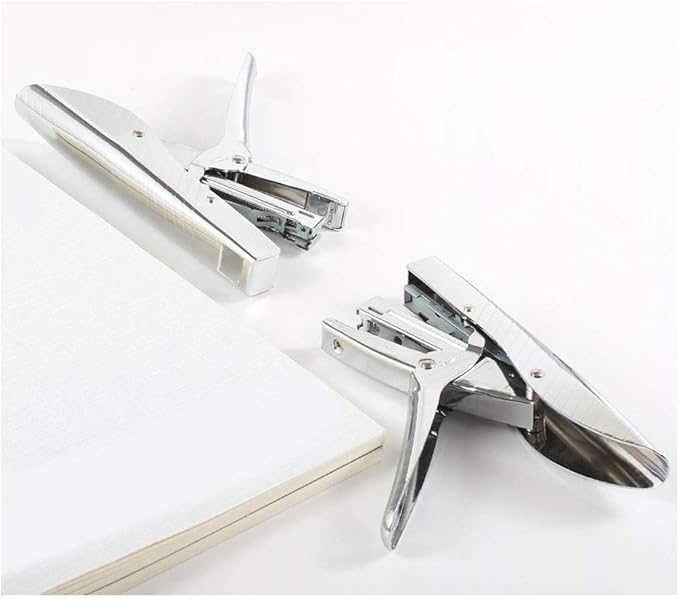 Liudan Stapler Handheld Stapler, Labour-Saving Office Supplies, Silver Stapler, Movable, Durable Metal Stationery, Desk, 20-Sided Capacity Office Stapler