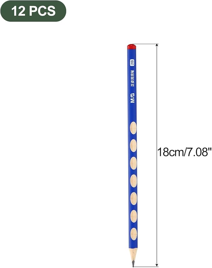 M&G Wooden Triangular Pencils, 12 Pcs 2B Pencils Graphite Round Pencils for Classroom Teacher Office Supplies, Blue