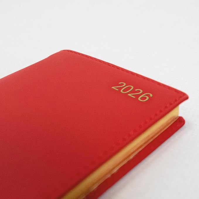 Letts of London® 2026 Belgravia Weekly/Monthly Appointment Book and Planner, 12 Months, January to December, Italian Leather, Vertical, Slim Size, 6.625" x 3.25", English, Red (C33SURD-26)