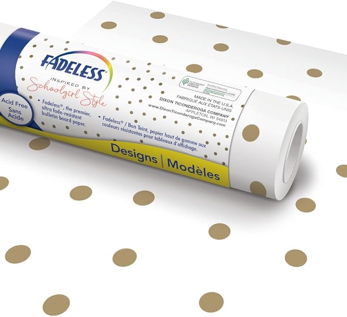 Fadeless Schoolgirl Style Bulletin Board Paper, Little Miss, 47.25" x 12', 1 Roll