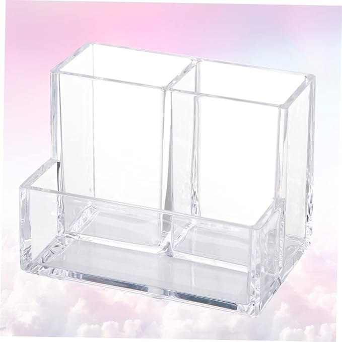 DOITOOL 1pc Creative Transparent Acrylic Desktop Organizer for Office Supplies Makeup and Sundries Versatile Storage Case for Pens Markers Jewelry and More