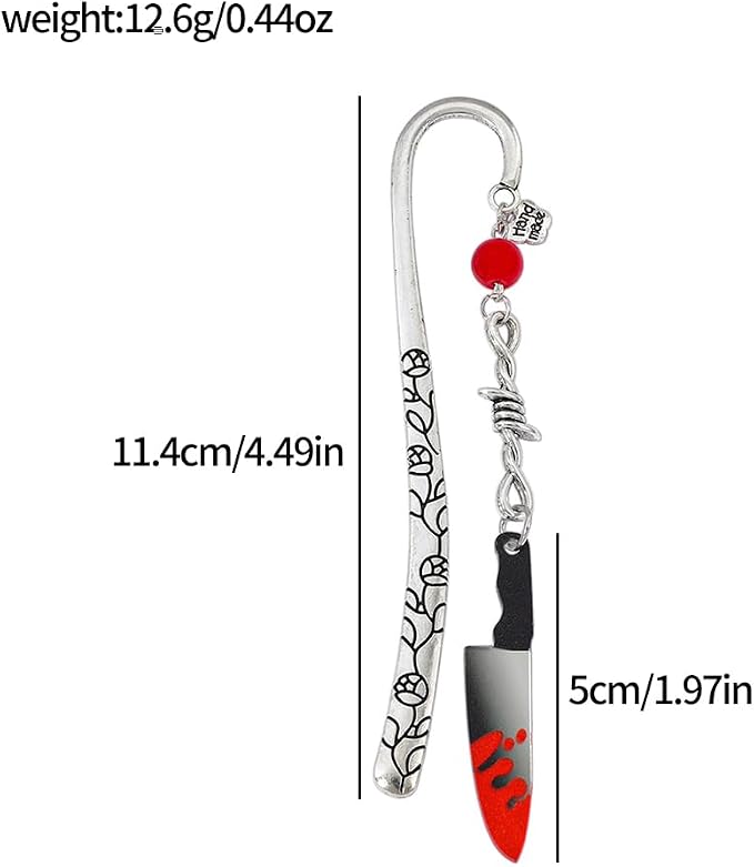 Horror Bloody Knife Metal Bookmarks Thriller Suspense Book Lover Book Charms Halloween Gifts for Friends Horror Lover Collectible Gifts Read Club Bookish Gifts (Bloody Knife Bookmark)