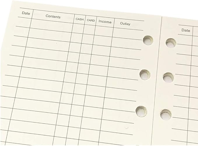 A7 Planner Refill, A7 Agenda Refill Paper Finance Records for 6 Rings Filofax, Accounting Design Inserts, 6 Holes/100gsm,Pocket Size 4.84 x 3.23'', Harphia