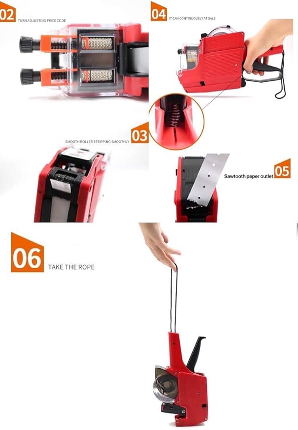 MX-6600 10 Digits 2 Lines Price tag Gun Labeler with 3 Rolls Double Line Price Label Paper for Office, Retail Shop, Grocery Store, Organization Marking, Color Random, 10 × 6.5 × 2 inches