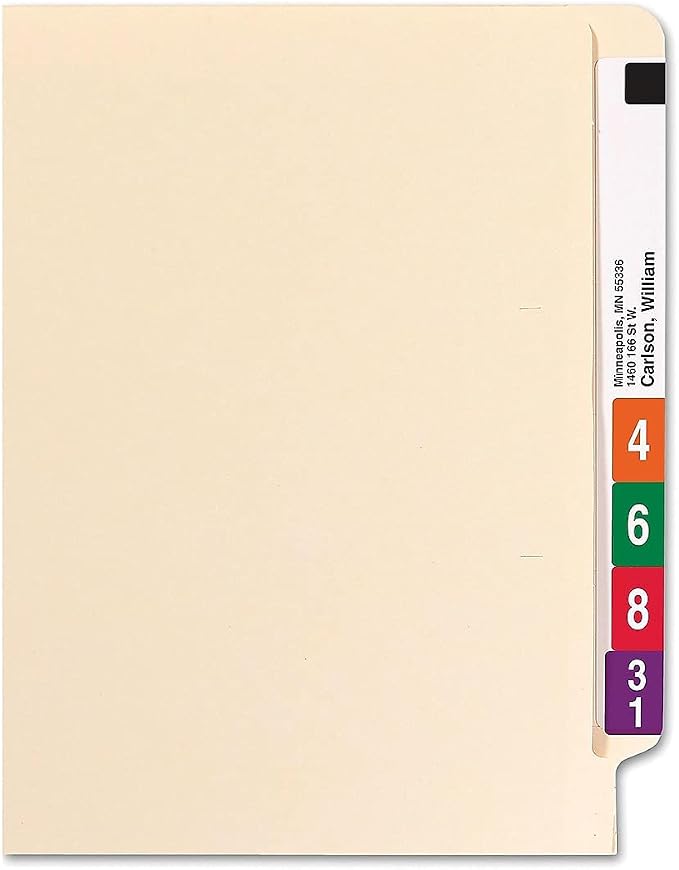 Smead End Tab File Folder, Shelf-Master Reinforced Straight-Cut Tab, Letter Size, Manila, 100 per Box (24109)