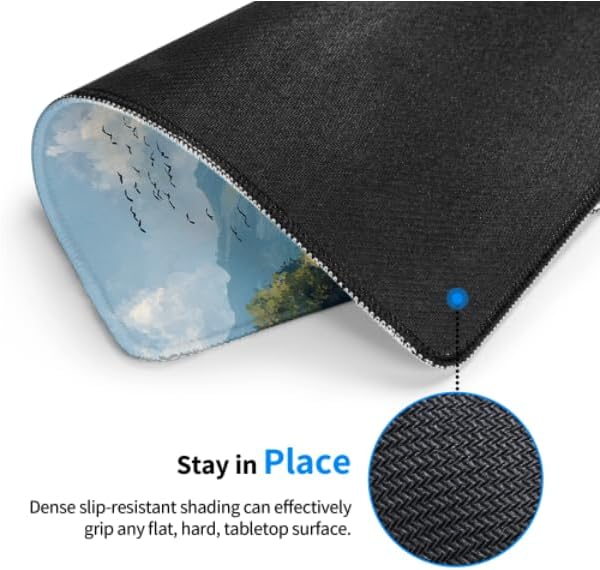 Voltique Mouse Pad Small Desk Mat, Scenery and Mountains Computer Mousepad with Stitched Edges Non-Slip, Keyboard Mouse Pad for Desktop Office Desk Accessories