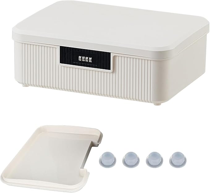 Lockable Storage Container Bin with Combination Lock - 4.2 Gallon Capacity Organizer Box & Plastic Trunk for Office/Home Security | Heavy Duty ABS Storage Box with Stackable Design - White