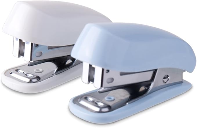 KUYWLMKMZZ Desk Stapler Office Stapler Set Office Stapler Desktop Stapler Compact Can Hold 12 Pages of Paper Student Supplies Blue and White 2 Pieces School Supplies (Color : A)