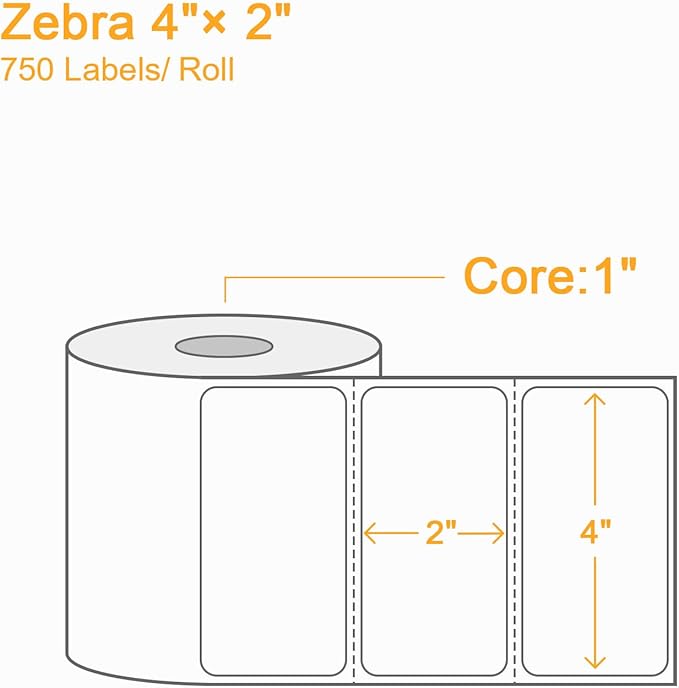 (9,000 Labels/12 Rolls) Labelebal 3-Proof 1" Core 12 Rolls 4" x 2" Inch Direct Thermal Labels, Address Shipping Labels Compatible with Rollo & Zebra Desktop Printers Adhesive