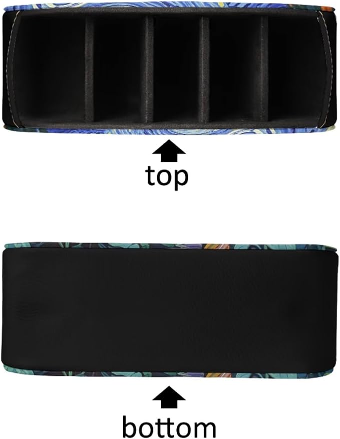 Starry Night Sunflower Office Desk Organizers with 5 Compartments, Remote Control Holder Desktop/TV Stand/Couch Accessory,for Controllers/Media Players/Eyeglasses Storage