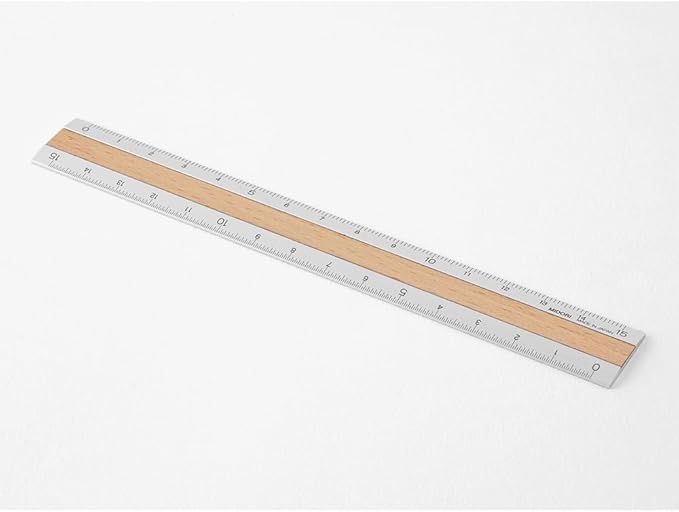 Midori Aluminium + Wood Ruler 15cm Light Brown (42257006)