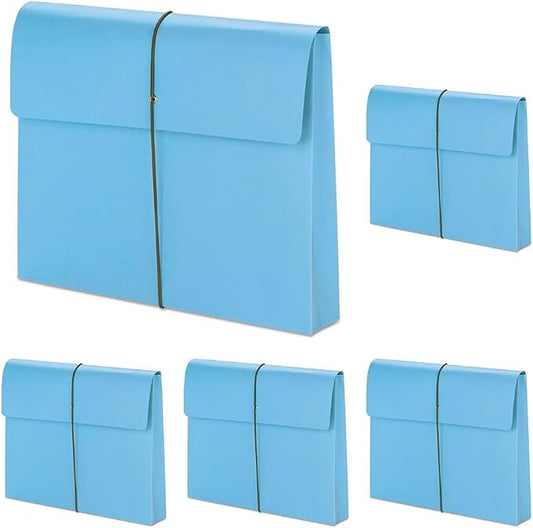 Smead Colored Expanding File Wallet with Flap and Cord Closure, 2" Expansion, Letter Size, Blue, 10 per Box (77203) (Pack of 5)
