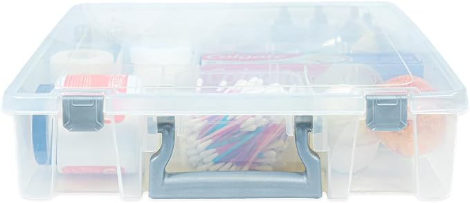 Best Kept Clear Plastic Storage Bin with Dividers | Multi - Use Container for Bathroom Counter, Kitchen, Pantry, Makeup & Beauty Essentials, 1 Pack