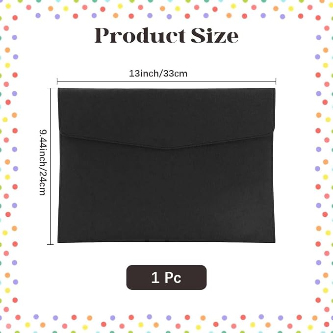 A4 PU Leather Document Folder with Snap Closure File Holder for Letter Size Black Waterproof Portfolio Envelope File Oragnizer Pocket Storage Case for Receipt Contract Stationery Tablet