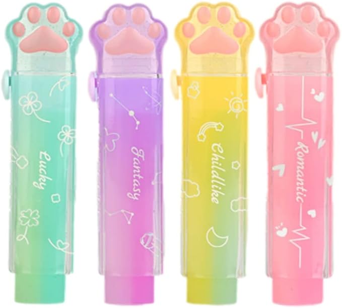 Retractable Pencil Eraser, Cute Erasers,Gradient Jelly Eraser,Suitable for School Home Office Supplies, 4Pcs (Eraser-ZHFL)