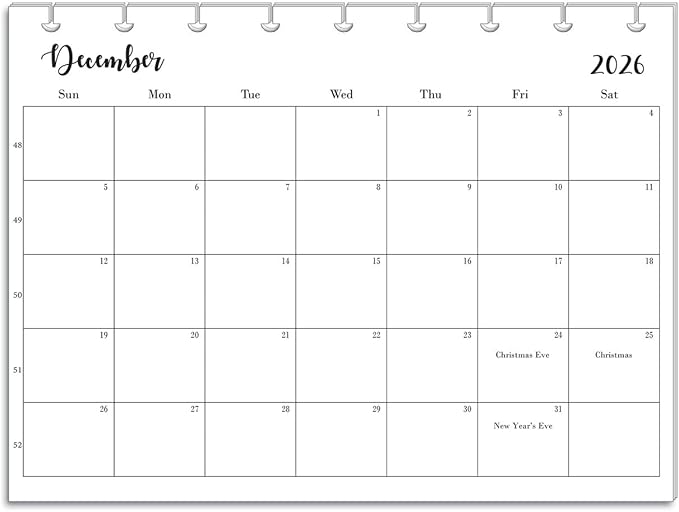 2026 Monthly Refills for 9 -Disc Classic Planners by FeroniArt, Monthly Calendar for Classic Size Planners, Compatible with Happy Planner ARC and TUL (B/W, 9-Disc)