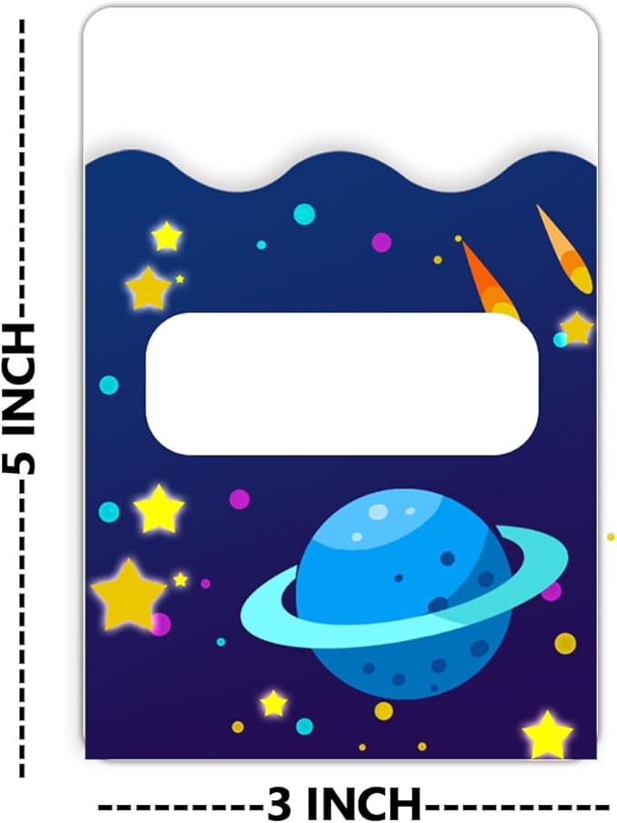 50 Pcs Space Theme Library Pockets,3.5 x 5 Inches Class Library Jobs Pocket Bulletin Board Chart Set for Holiday Plan Book Classroom Back to School Supplies