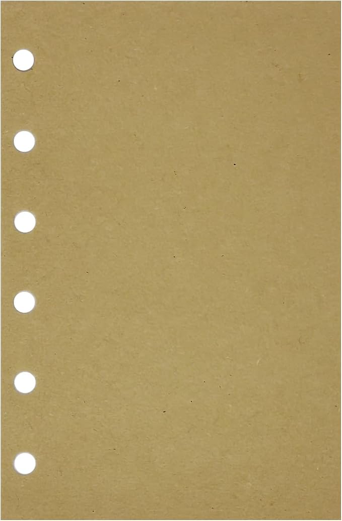 Zelten 1 Pack A7 45 Sheets/90 Pages Kraft Loose Leaf Punched Paper Refills Paper for 6 Hole Binder Personal Organizer Diary Notebook Refillable Planner