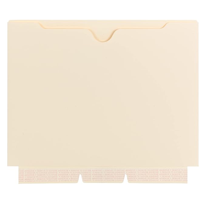 Smead File Jacket, Reinforced Straight-Cut Tab, Flat-No Expansion, Letter Size, Manila, Self-Adhesive, 10 per Pack (68040)