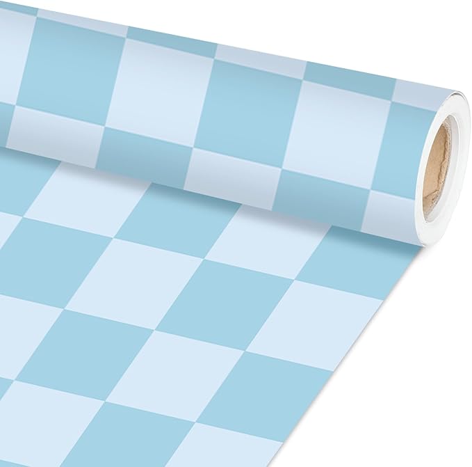 Blue Checkered Bulletin Board Paper Roll Retro Pastel Blue Bulletin Board Background Paper Back to School Classroom Decor Poster for Art Craft DIY Projects Home Office Party Supplies 17.7inx20ft
