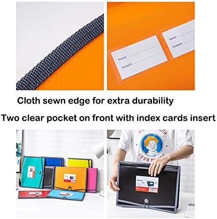 FANWU 3 Pack Plastic Expanding File Wallet Document Organizer with Elastic Cord & Button Closure, Letter Size, 3.5" Expansion, Poly A4 Expandable File Folder for School Office Home Organization