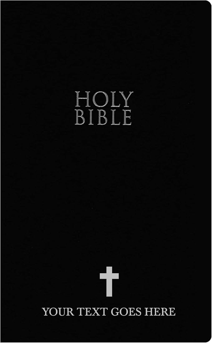 Personalized NIV Bible New International Version Faux Leather SMALL PRINT Economy Bible with Custom Name Up to 3 Rows of Text with Red-Highlighted Verses, Custom Gift for Christian & Religious Events