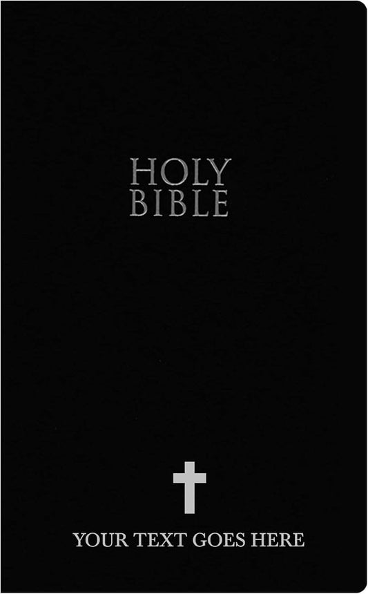 Personalized NIV Bible New International Version Faux Leather SMALL PRINT Economy Bible with Custom Name Up to 3 Rows of Text with Red-Highlighted Verses, Custom Gift for Christian & Religious Events