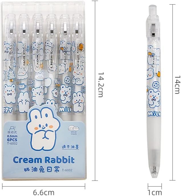 Kawaii Gel Pen Cute Cartoon Press Pen ins Creative Cute Cartoon Student Black Signature Gel Pen(0.5mm,White)