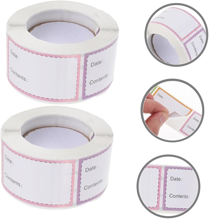 2 Rolls of Food Date Labels Stickers Removable for Freezer Storage Self-Adhesive for Jars Bottles Easy Peel Stick