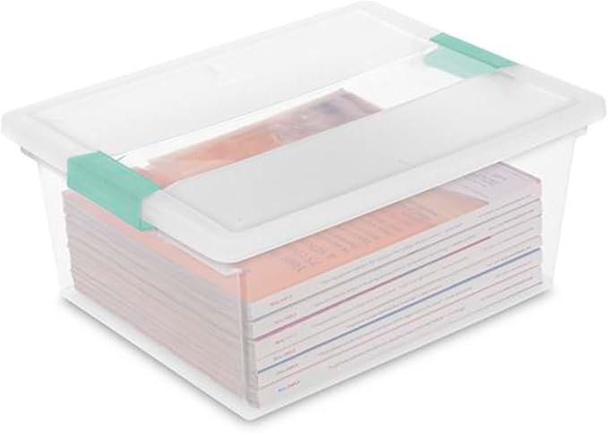 Sterilite Deep Clip Storage Box Container with Lid, Clear, 8 Pack and Medium Clip Box for Home, Craft Room, and Office Organization, 4 Pack