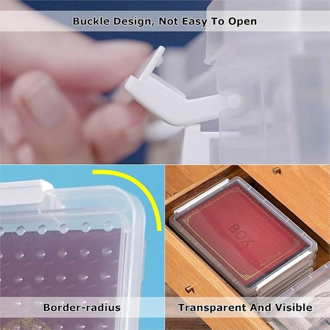 LOEQIAN 3 Pack Plastic Organizer Bins With Lids, A4 File Storage Boxes Stackable, Clear Flat Storage Box for Organizing A4 Paper, Photo, Document, Home, School, Office Supplies Accessories