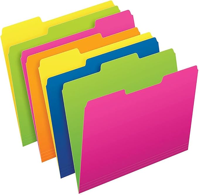 Tops Products PFX40526 Twisted Glow File Folders - Pack of 12