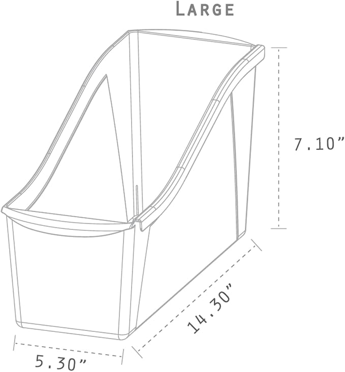 Storex Large Book Bin, 14 x 5 x 7, Case of 6, Blue (71115U06C)