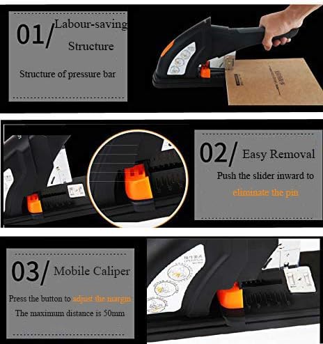 CGOLDENWALL Large Stapler Desktop Staple Gun Manual Nail Gun Max Stapler 210 Sheets Binding Business Use Easy Storage Slot Rotatable Needle Slot (0385)