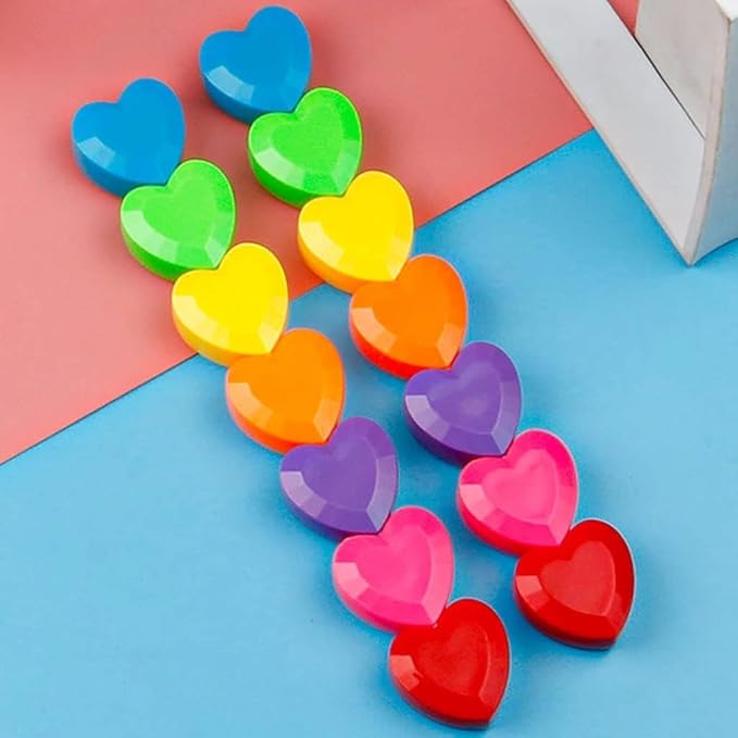 7Pcs/Pack Iridescent Color Heart-Shaped Highlighter Markers Set,Highlighters Heart-Shape Coloring Markers Pocket Marker Pen Stackable Removable Birthday Set for Kid,Writing and Correction Supplies