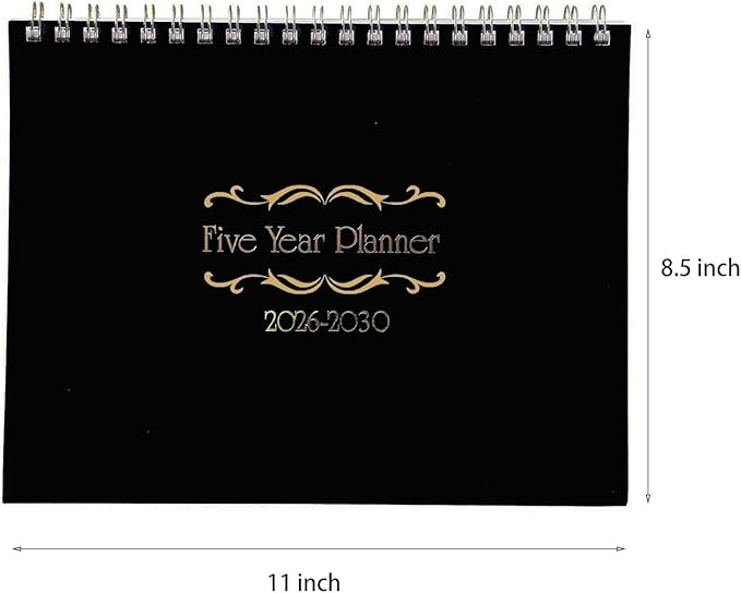 Ritadeshop 5 Year Calendar Planner (Black,11'' x 8.5'' Begin On Jan)