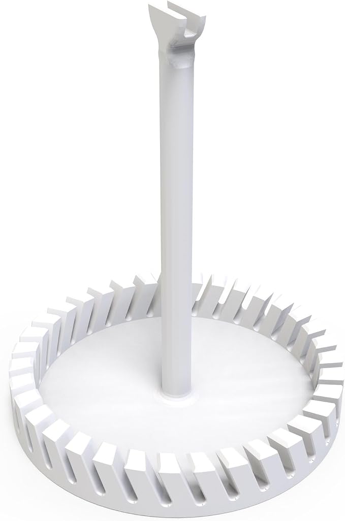 Rotating Business Card Holder, 20-36 Cards Capacity, Desktop Business Card Display Stand with Label Slot, 11.2cm Base & 13.6cm Pole, White Office Organizer for Home, Office, Reception