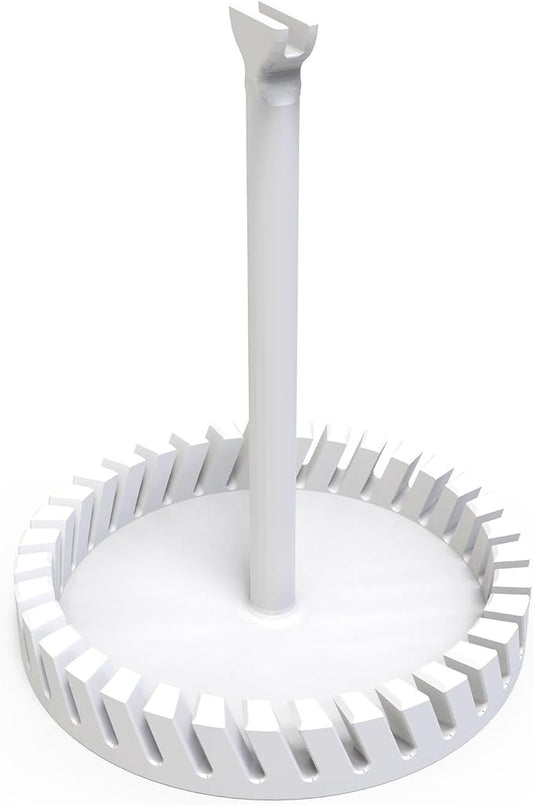 Rotating Business Card Holder, 20-36 Cards Capacity, Desktop Business Card Display Stand with Label Slot, 11.2cm Base & 13.6cm Pole, White Office Organizer for Home, Office, Reception