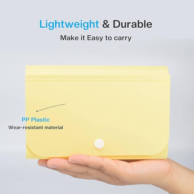 Accordian File Organizer, Coupon Organizer, Folder Organizer Mini Organizer Wallet for Coupons, Receipts, Cash, Tax Item or Changes,7x4.5 in 13 Pockets with Tabs Check Case(Yellow)