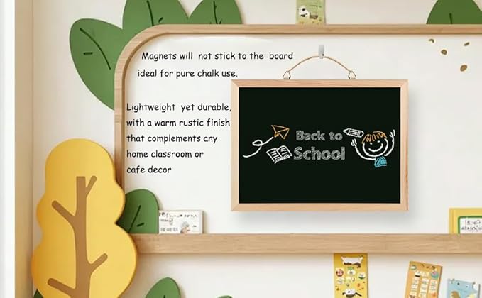 Wooden Frame Chalkboard, Wall-Mounted Blackboard with Natural Wood Border, Black Writing Surface, 18x24 Inches, Non-Magnetic, MDF with PVC Laminate (18 * 24")
