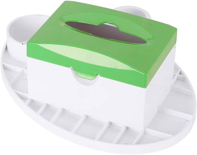 NSKI Dental 3 in 1 Oral Tray Tissue Box and Cup Storage Holder Fix on Dental Chair White/Blue/Green (Green)