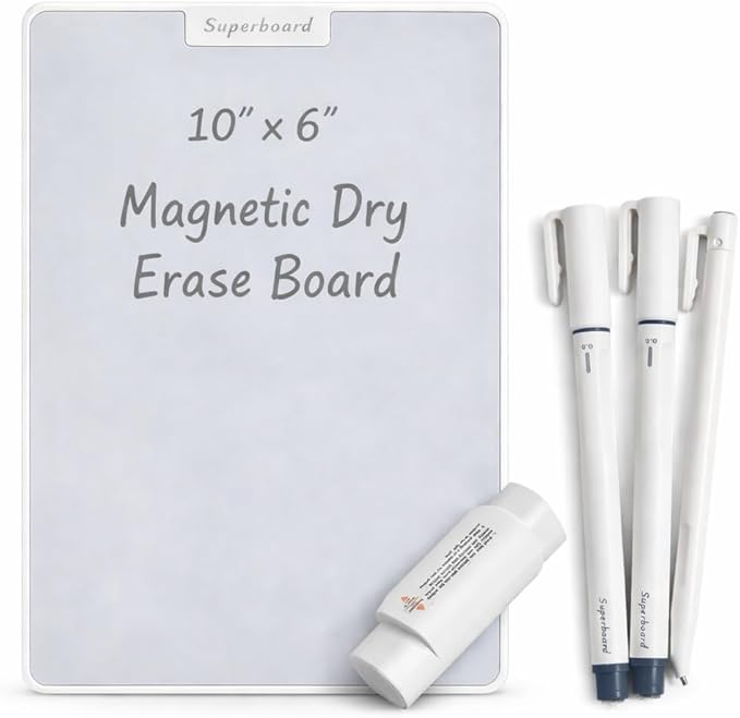 UNCLE BOARD 10 inch x 6 inch Dry Erase Board, Magnetic Small White Board with 3 Magnetic Pens, Portable Student Whiteboard - Perfect for Planning, Drawing, Memos, to-Do Lists.