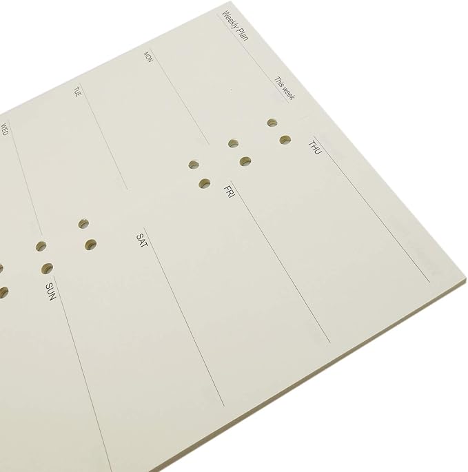 Zelten 1 Pack A6 45 Sheets/90 Pages Weekly Planner Loose Leaf Punched Paper Refills Paper for 6 Hole Binder Personal Organizer Diary Notebook Refillable Planner