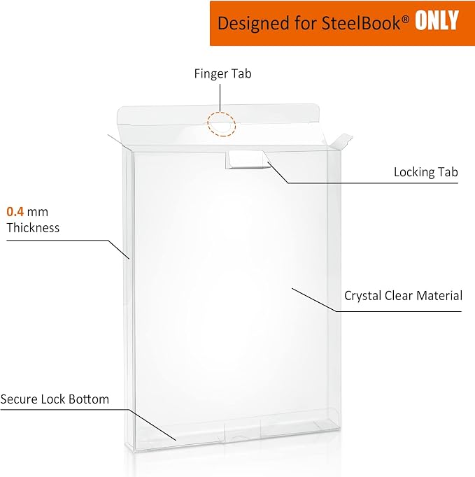 Steelbook Protector Case Protectors Blu-Ray Steelbook Slipcover, Suitable for 4K Steelbook Arrow Video & Criterion - 48 Packs