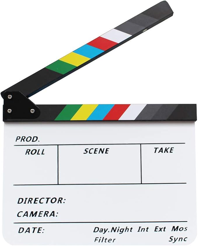 Coolbuy112 Movie Directors Clapboard, Photography Studio Video TV Acrylic Clapper Board Dry Erase Film Slate Cut Action Scene Clapper with a Magnetic Blackboard Eraser and Two Custom Pens