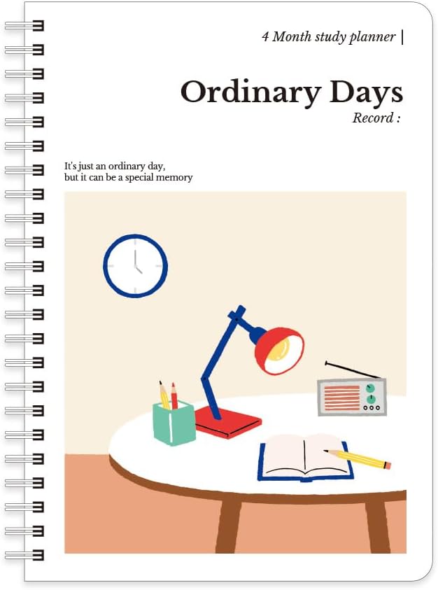 Monolike Ordinary days 4 Month Study Planner, Lamp - Academic Planner, Weekly & Monthly Planner, Study plan