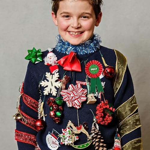 Festive Green & Red Ugly Sweater Contest Award Ribbon -3" x 6" (Set of 3) - Show-Stopping Ribbons - Perfect for Unforgettable Holiday Party Fun & Recognition
